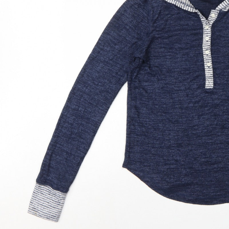 Gilly Hicks Women’s Blue S Hooded Henley Sweatshirt Striped