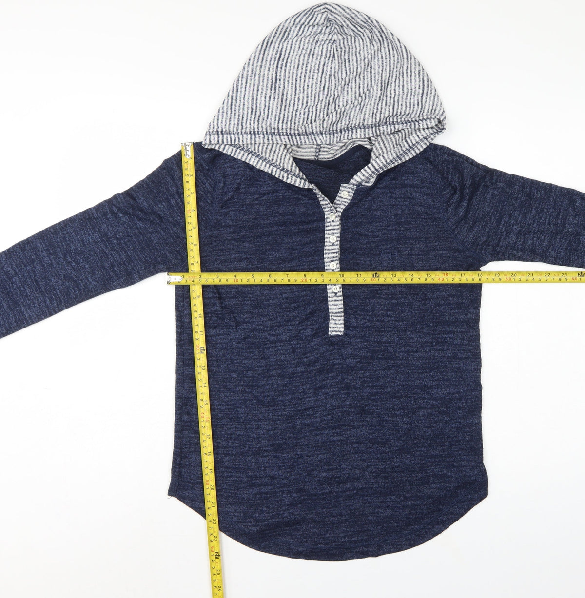 Gilly Hicks Women’s Blue S Hooded Henley Sweatshirt Striped
