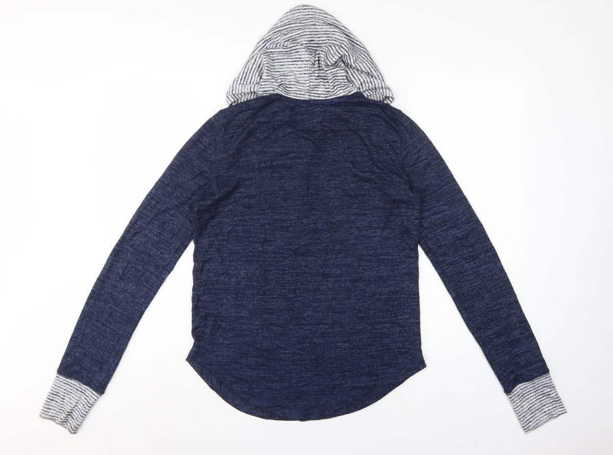 Gilly Hicks Women’s Blue S Hooded Henley Sweatshirt Striped