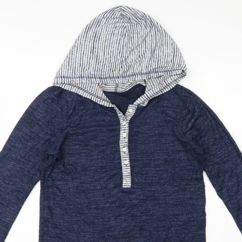 Gilly Hicks Women’s Blue S Hooded Henley Sweatshirt Striped
