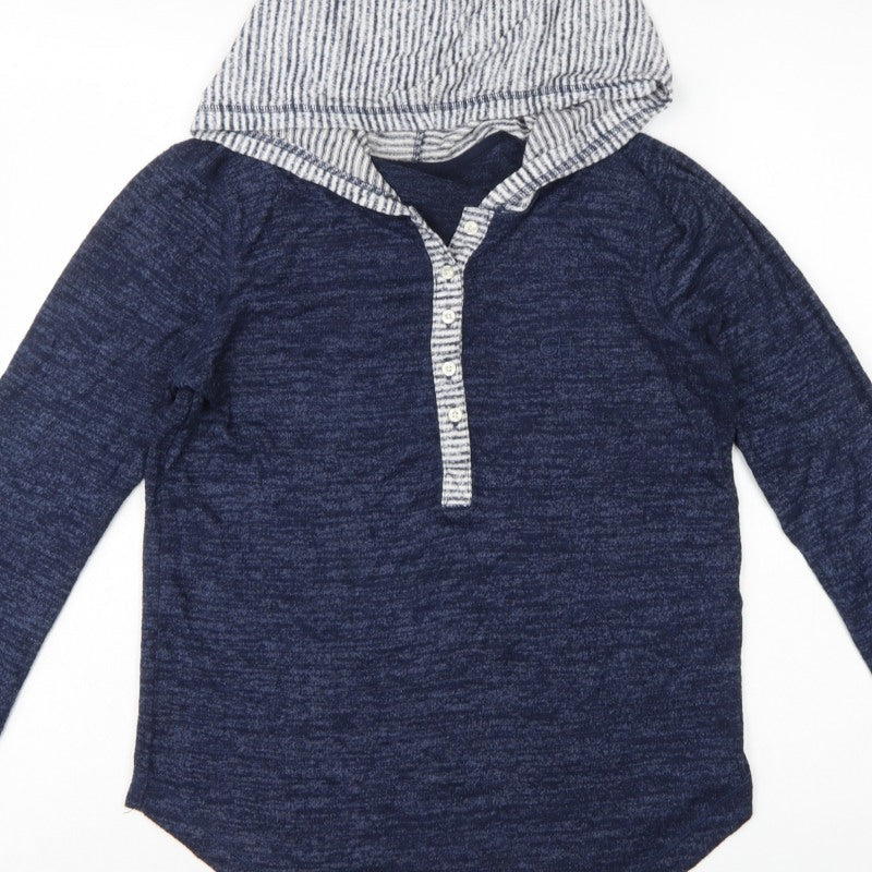 Gilly Hicks Women’s Blue S Hooded Henley Sweatshirt Striped