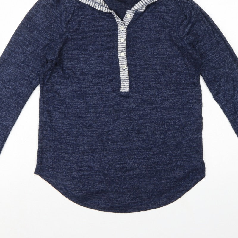 Gilly Hicks Women’s Blue S Hooded Henley Sweatshirt Striped