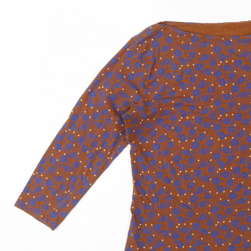 Marks and Spencer Women Brown Blue Floral Relaxed Fit Size 10 Top