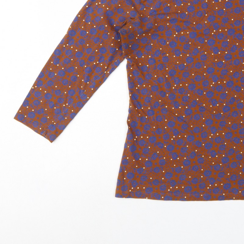 Marks and Spencer Women Brown Blue Floral Relaxed Fit Size 10 Top