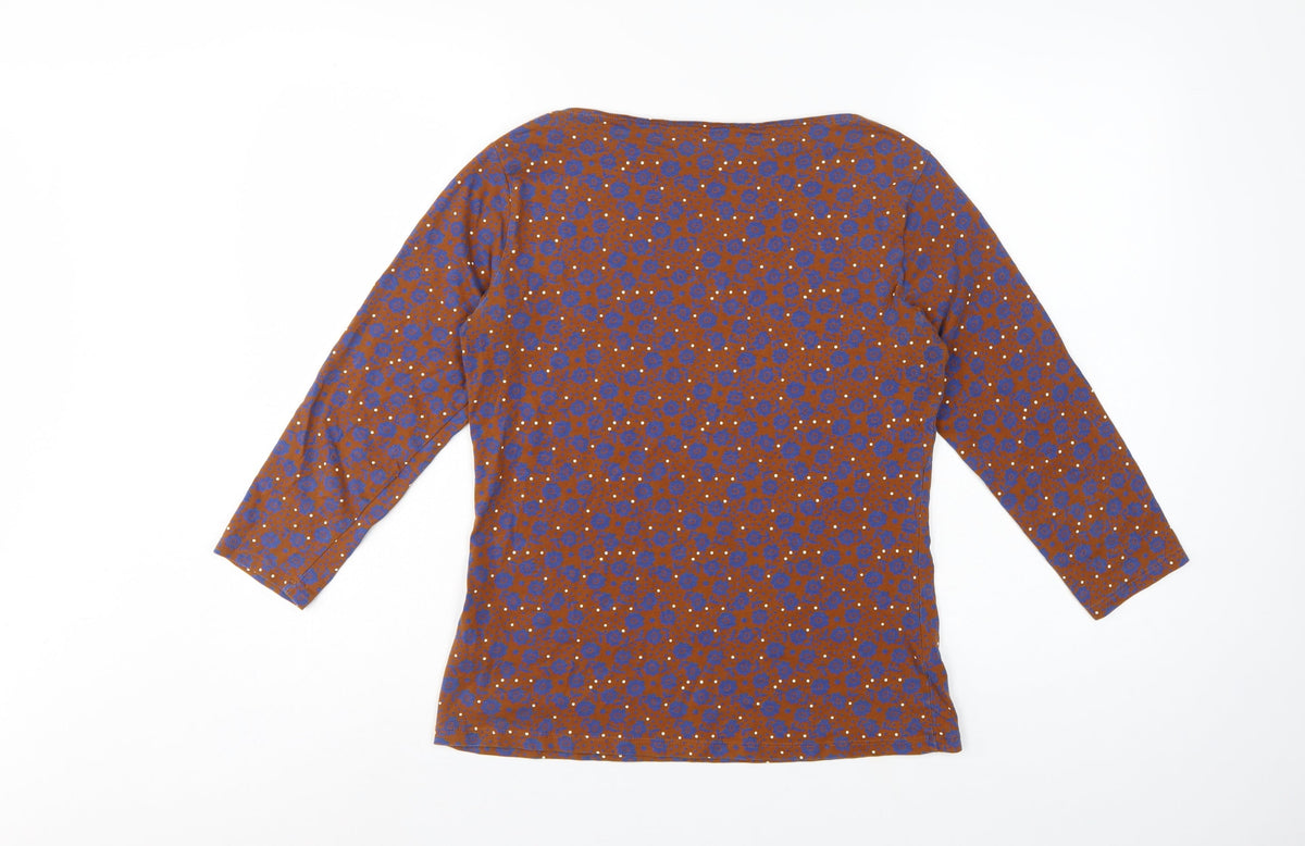 Marks and Spencer Women Brown Blue Floral Relaxed Fit Size 10 Top
