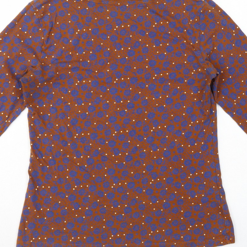 Marks and Spencer Women Brown Blue Floral Relaxed Fit Size 10 Top