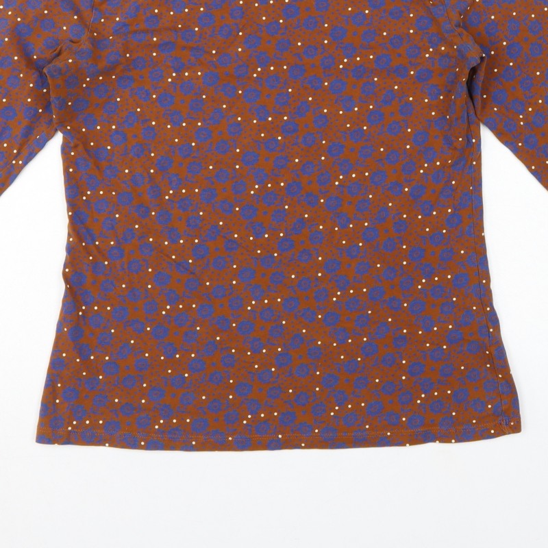 Marks and Spencer Women Brown Blue Floral Relaxed Fit Size 10 Top