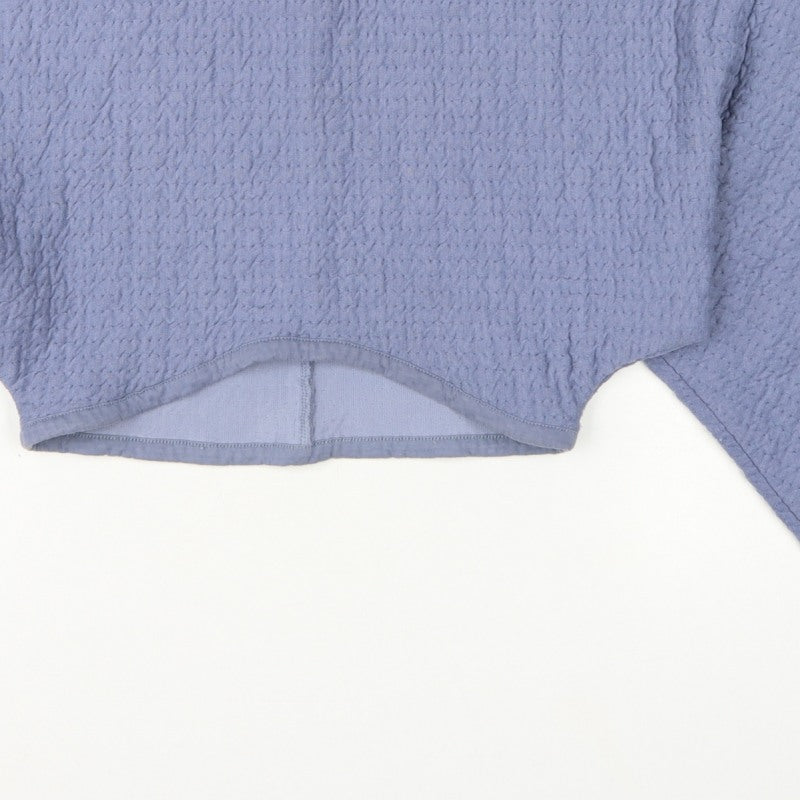Zara Women Blue M Cropped Textured Long Sleeve Crew Neck Top