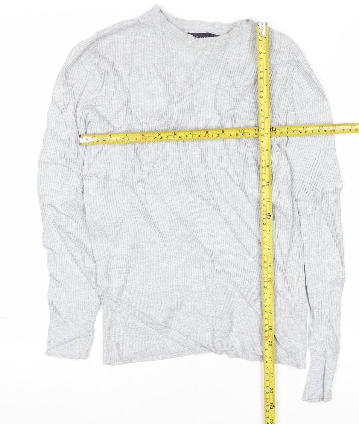 Marks and Spencer Women Grey Marl UK 10 Ribbed Mock Neck Pullover Jumper