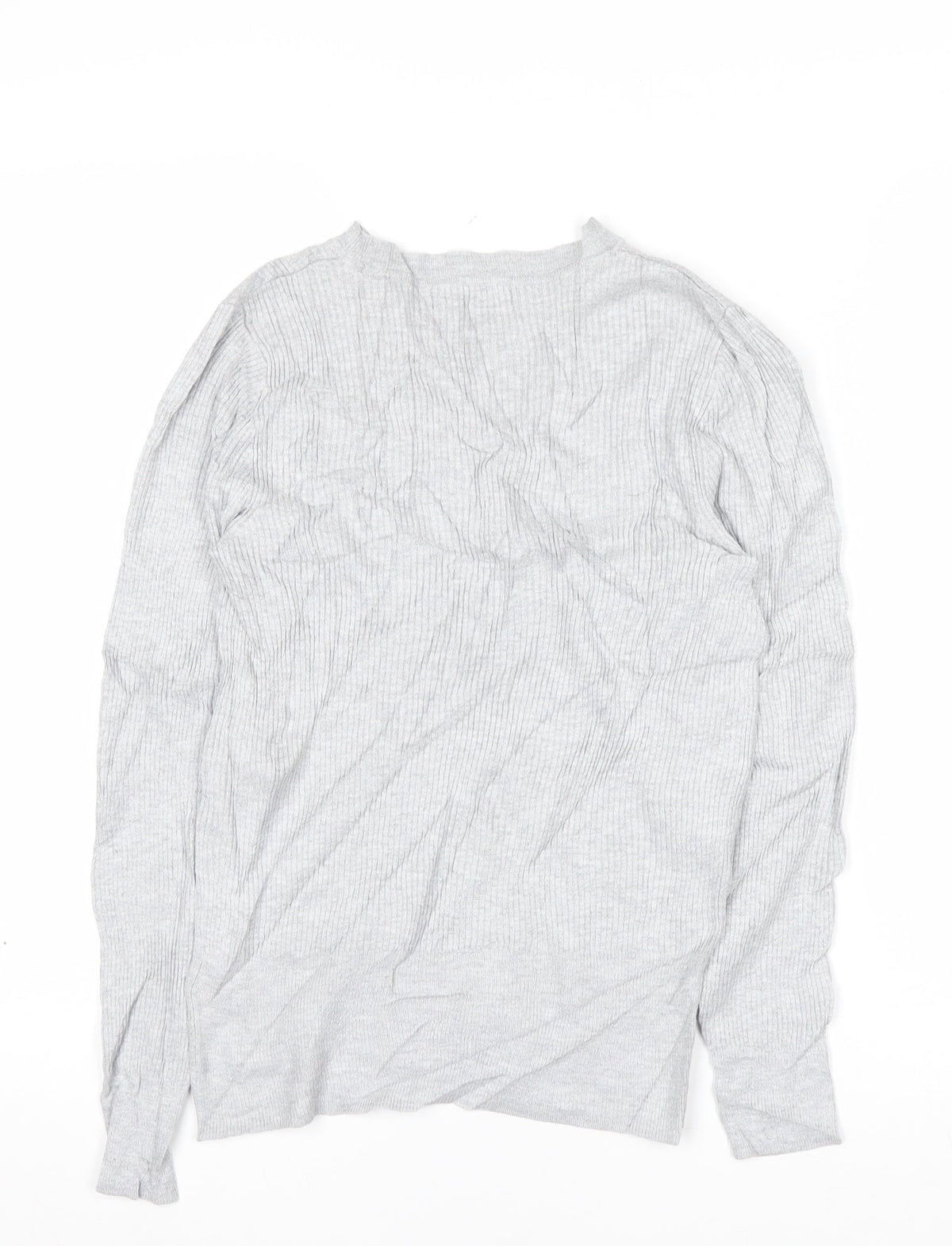 Marks and Spencer Women Grey Marl UK 10 Ribbed Mock Neck Pullover Jumper