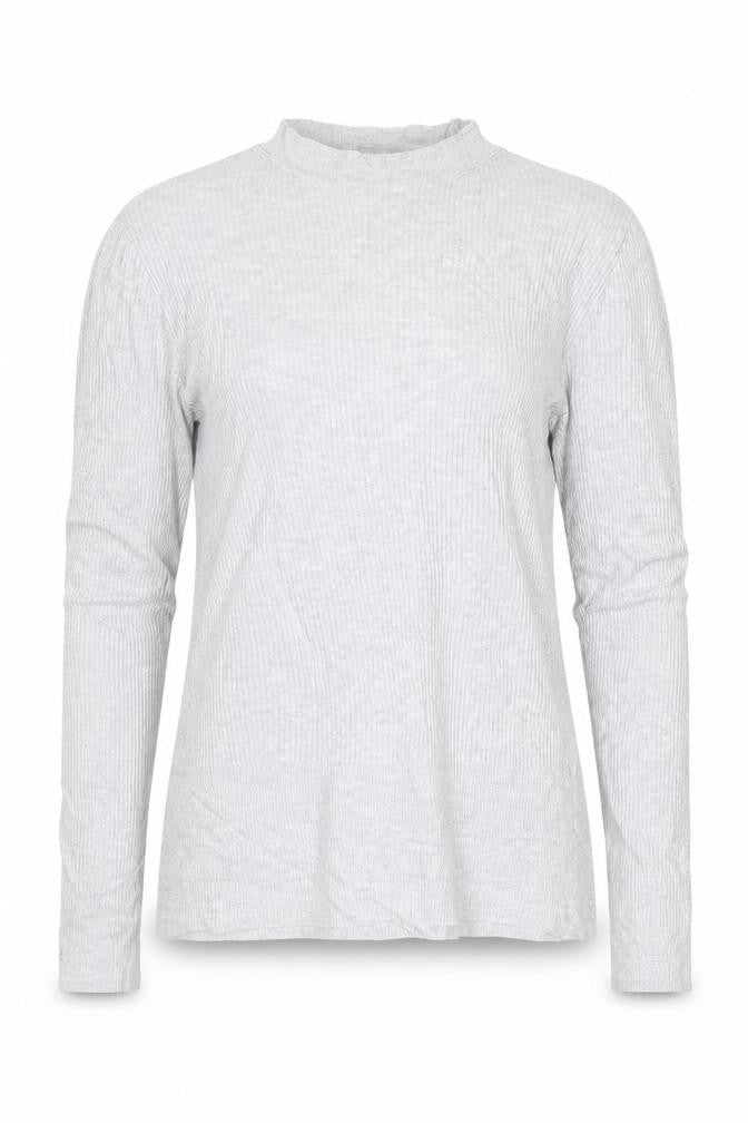 Marks and Spencer Women Grey Marl UK 10 Ribbed Mock Neck Pullover Jumper
