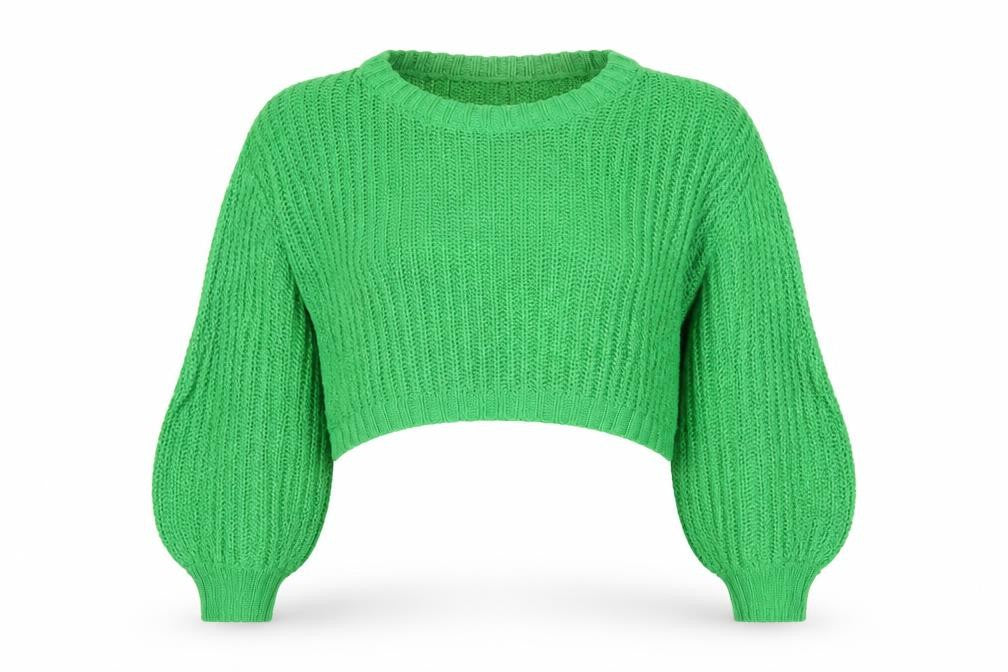 Threadbare Women Green UK 10 Cable Knit Cropped Pullover Jumper