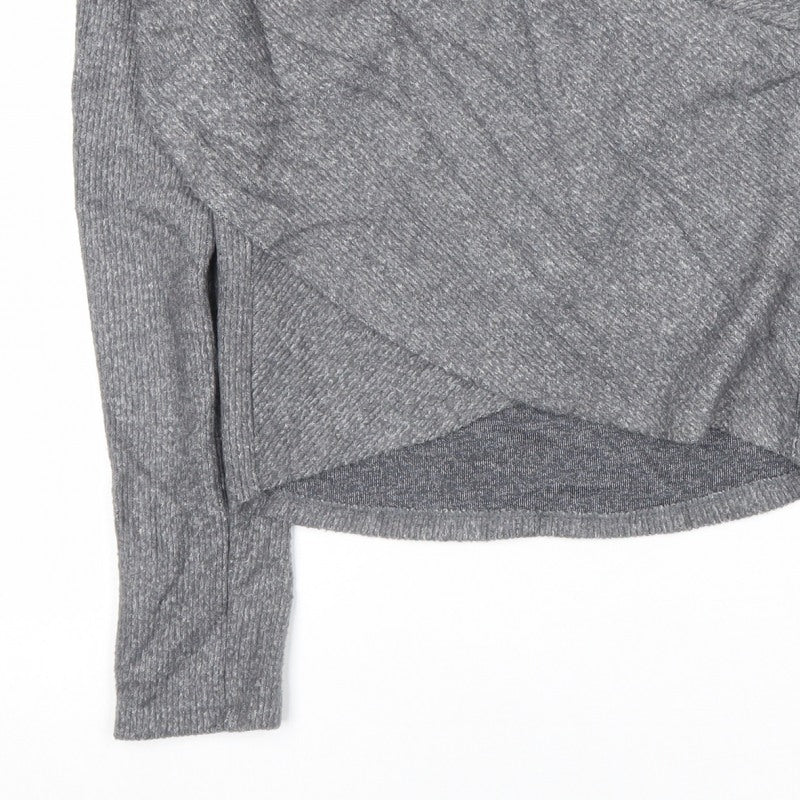 Zara Women Grey L Wrap V-Neck Long Sleeve Knit Jumper