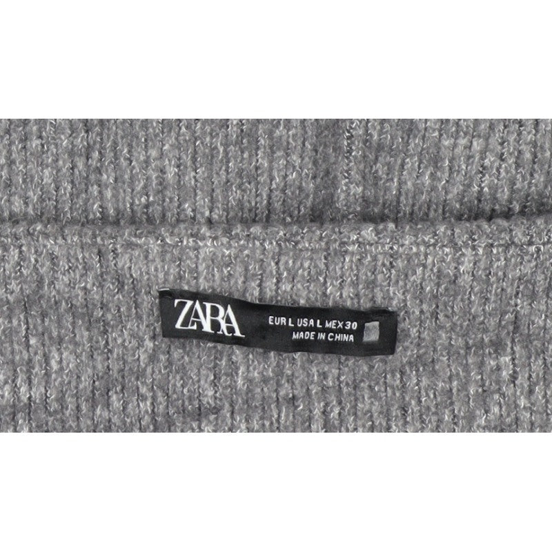 Zara Women Grey L Wrap V-Neck Long Sleeve Knit Jumper
