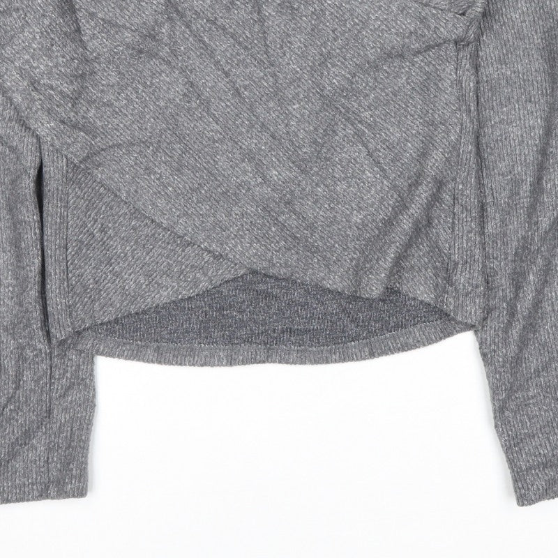 Zara Women Grey L Wrap V-Neck Long Sleeve Knit Jumper