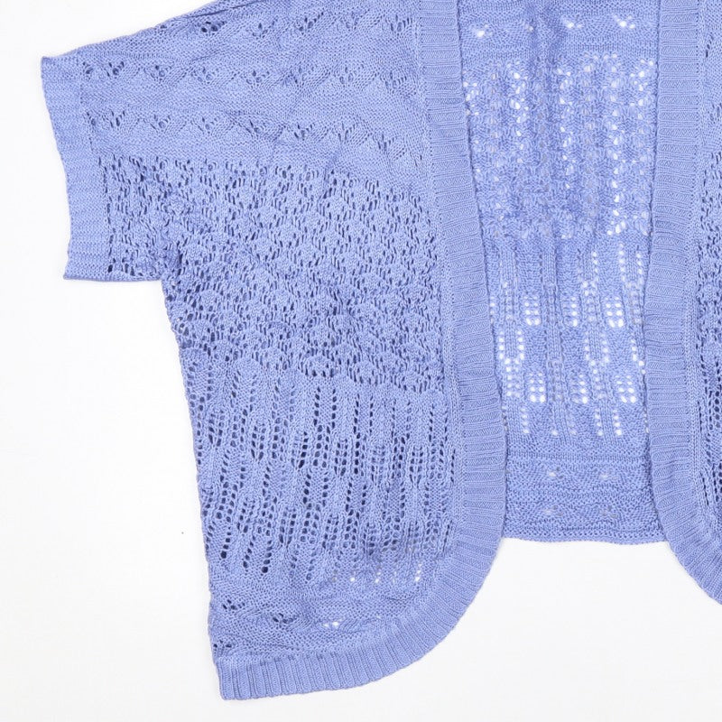 BM Collection Women Blue XL Open Knit Short Sleeve Cardigan