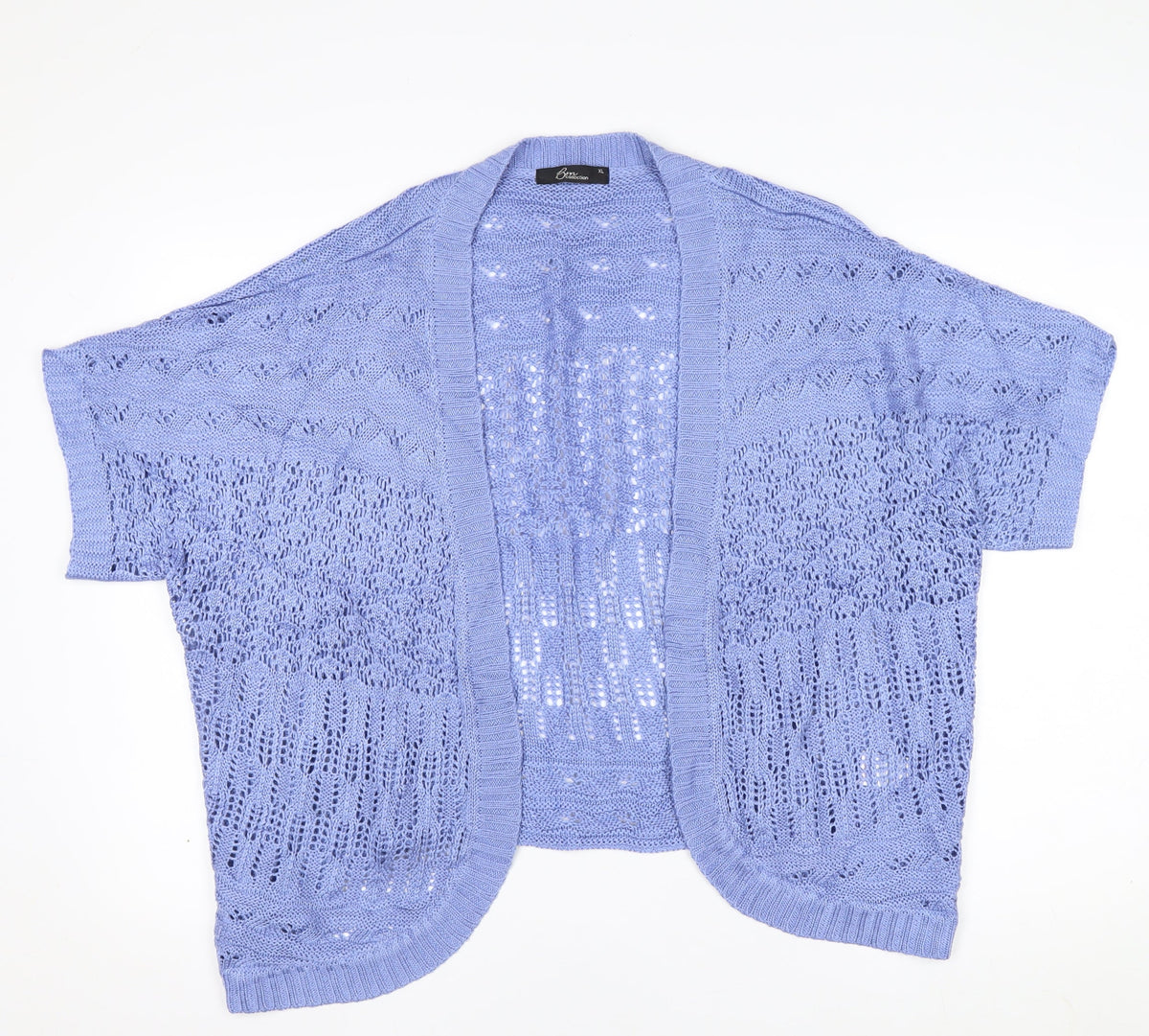 BM Collection Women Blue XL Open Knit Short Sleeve Cardigan