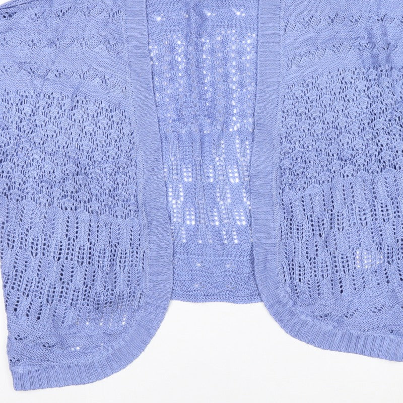 BM Collection Women Blue XL Open Knit Short Sleeve Cardigan