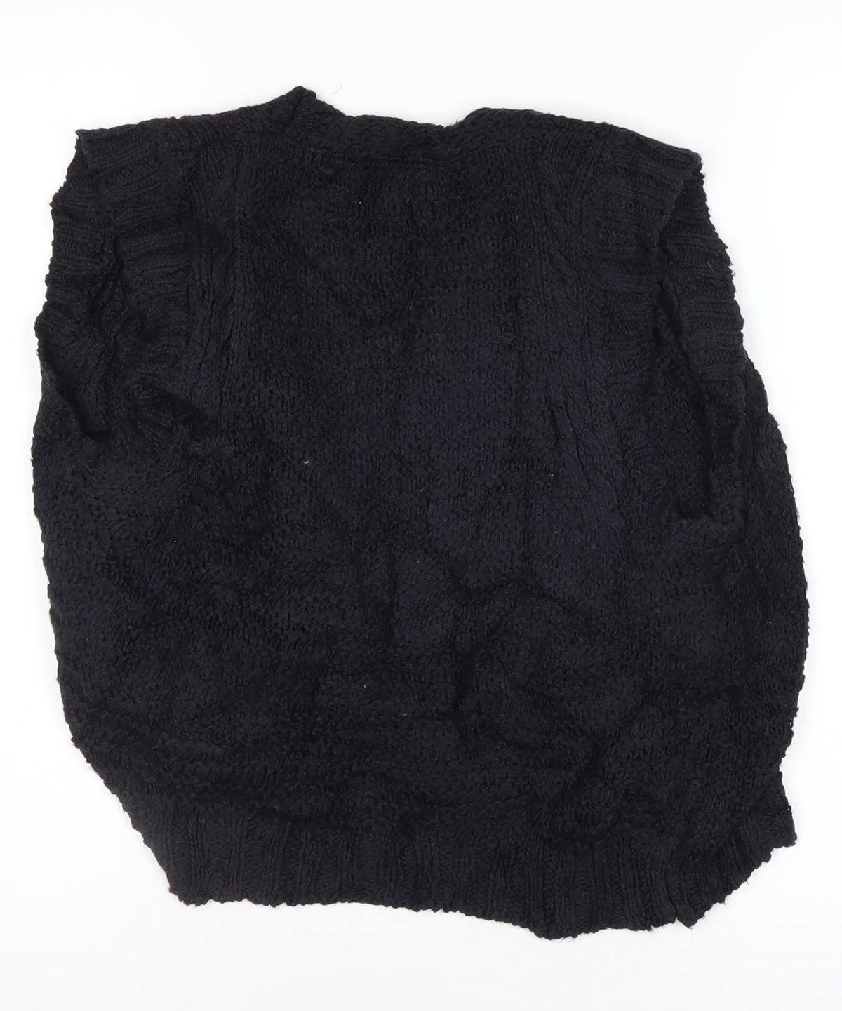 FatFace Women’s Black S Chunky Knit Open Vest Cardigan Sleeveless