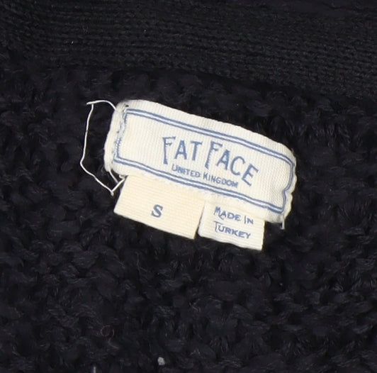FatFace Women’s Black S Chunky Knit Open Vest Cardigan Sleeveless