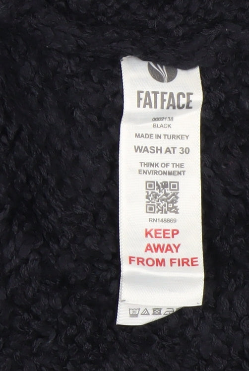 FatFace Women’s Black S Chunky Knit Open Vest Cardigan Sleeveless