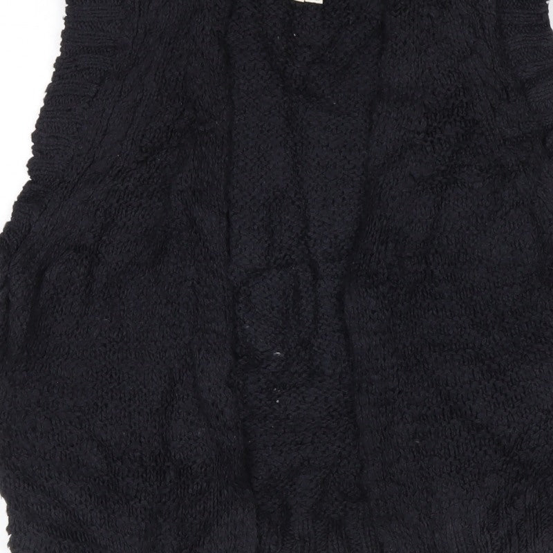 FatFace Women’s Black S Chunky Knit Open Vest Cardigan Sleeveless