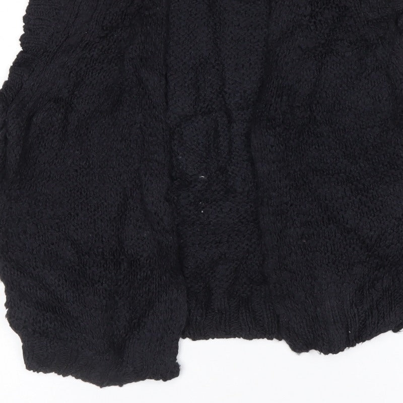 FatFace Women’s Black S Chunky Knit Open Vest Cardigan Sleeveless