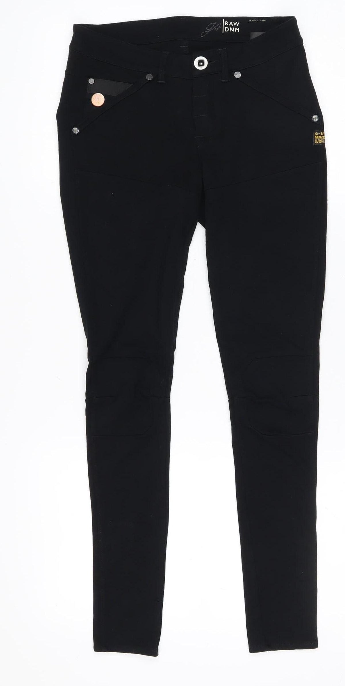 G-Star RAW Women’s Black XS Skinny Stretch Jeans Button Fly Logo