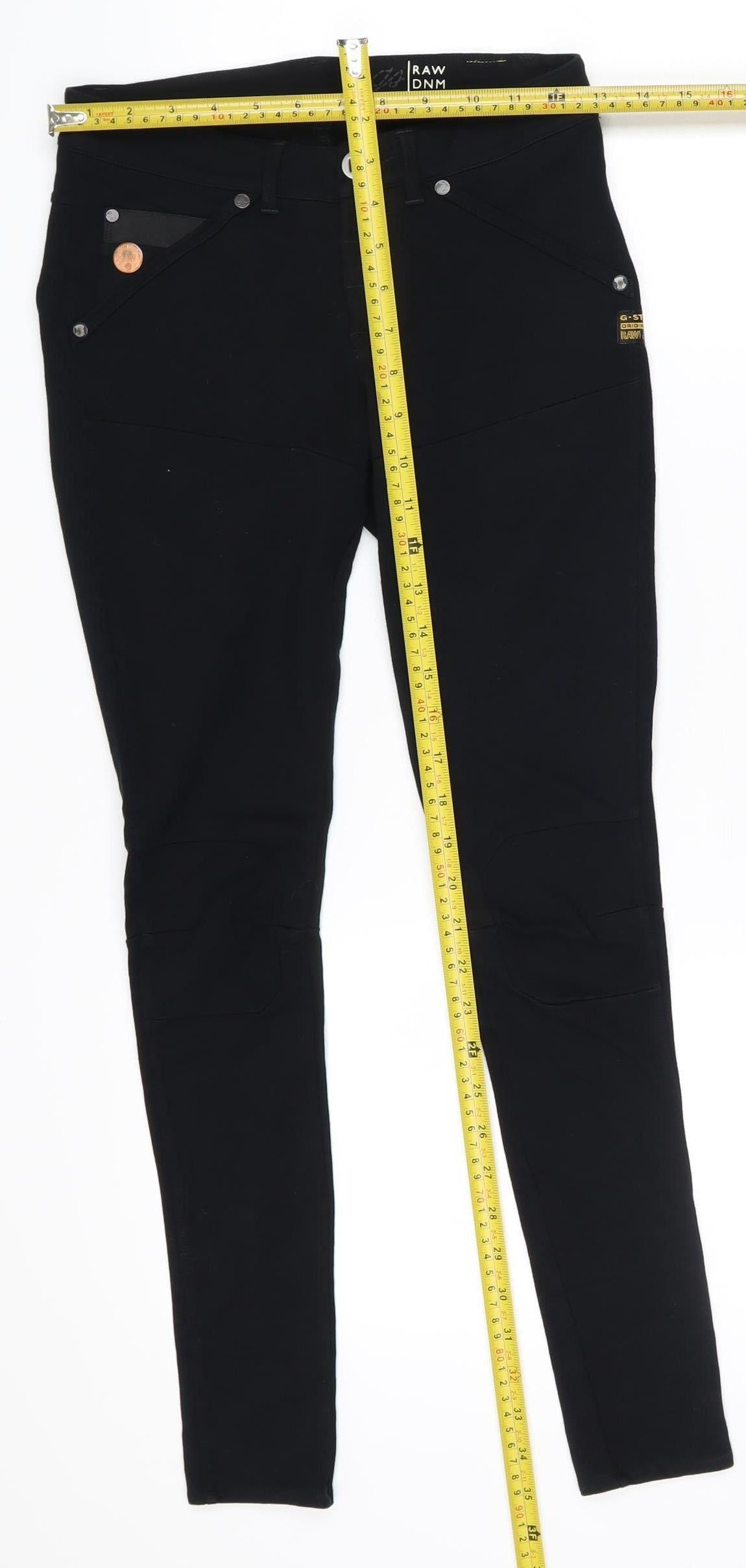 G-Star RAW Women’s Black XS Skinny Stretch Jeans Button Fly Logo