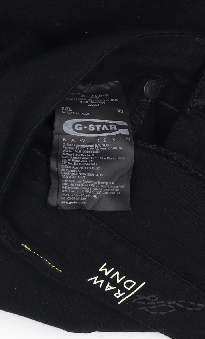 G-Star RAW Women’s Black XS Skinny Stretch Jeans Button Fly Logo