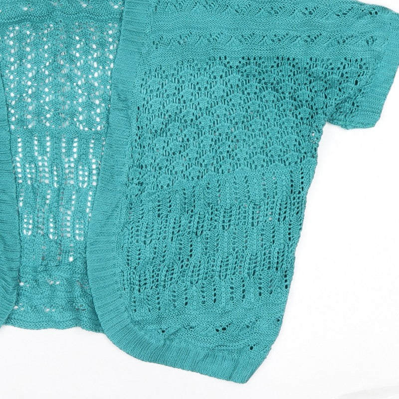 Bm Collection Women’s Blue XL Open Knit Short Sleeve Cardigan