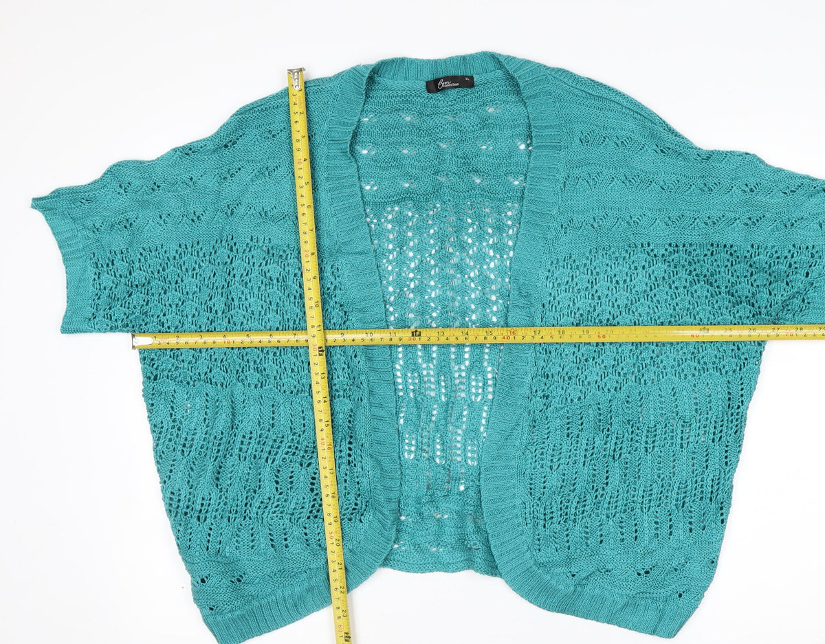 Bm Collection Women’s Blue XL Open Knit Short Sleeve Cardigan