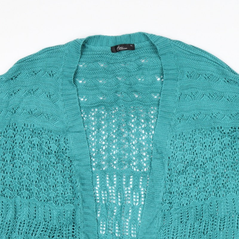 Bm Collection Women’s Blue XL Open Knit Short Sleeve Cardigan