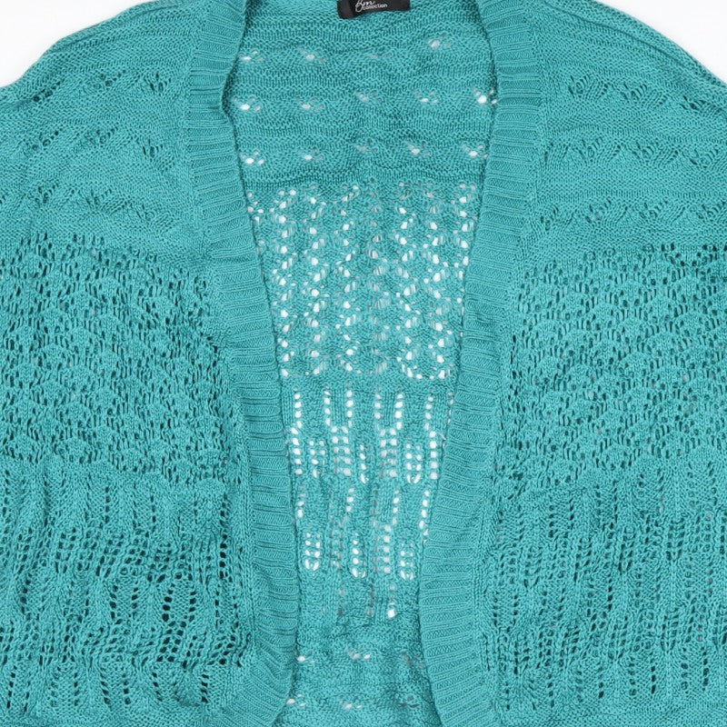Bm Collection Women’s Blue XL Open Knit Short Sleeve Cardigan