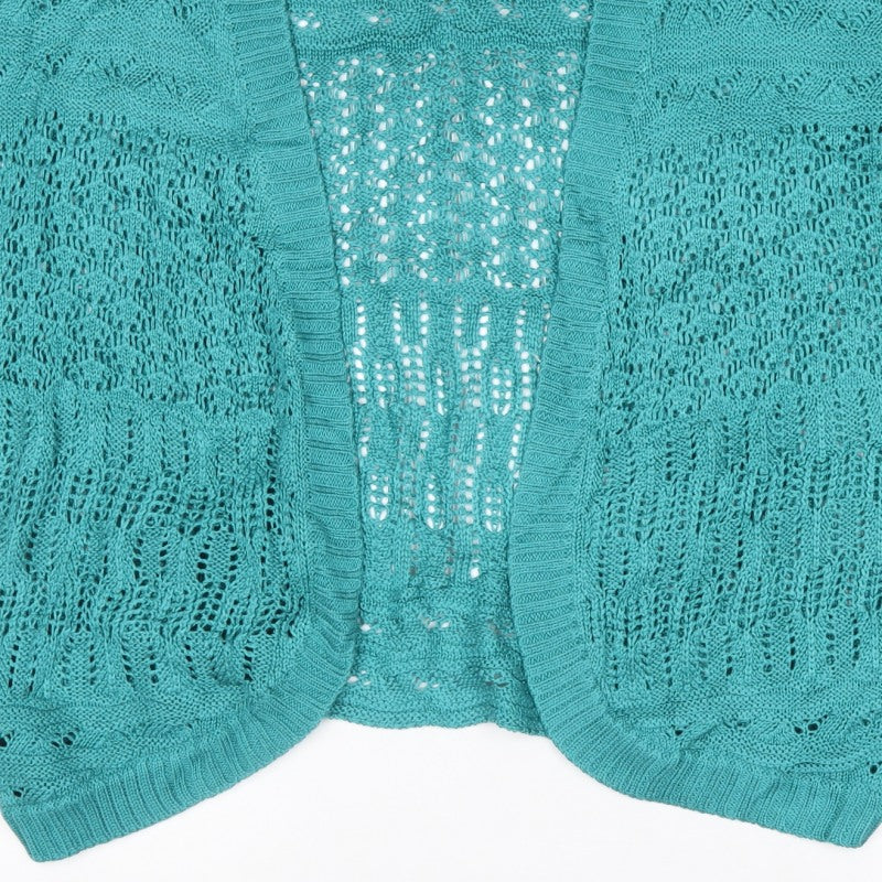 Bm Collection Women’s Blue XL Open Knit Short Sleeve Cardigan