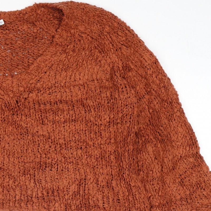 Lush Women’s Brown L Chunky Knit Crew Neck Raglan Pullover Jumper