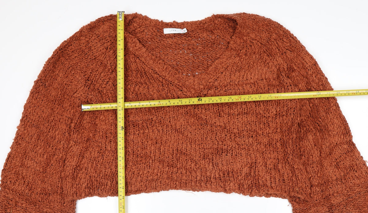 Lush Women’s Brown L Chunky Knit Crew Neck Raglan Pullover Jumper