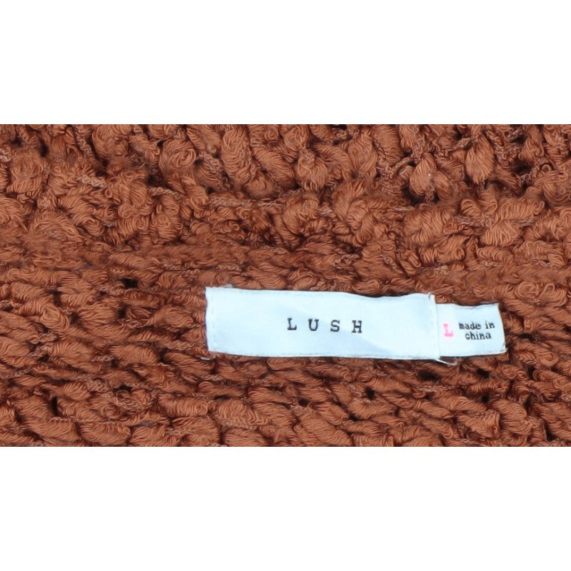 Lush Women’s Brown L Chunky Knit Crew Neck Raglan Pullover Jumper