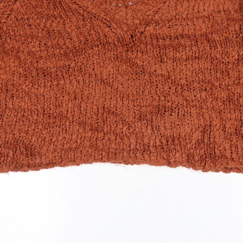 Lush Women’s Brown L Chunky Knit Crew Neck Raglan Pullover Jumper