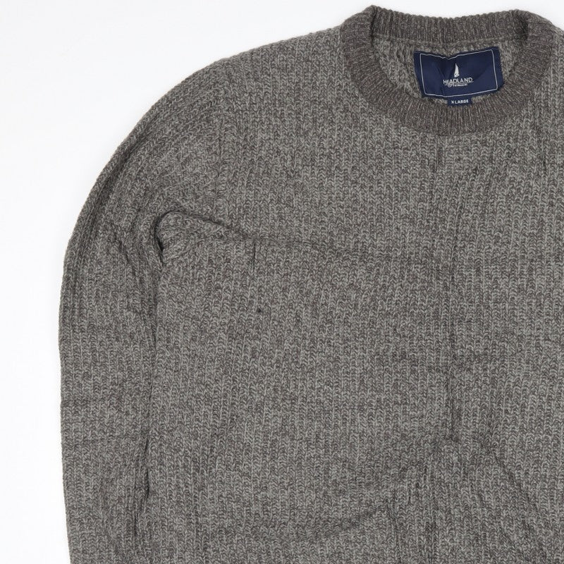 Headland Premium Men’s Grey XL Chunky Knit Crew Neck Pullover Jumper