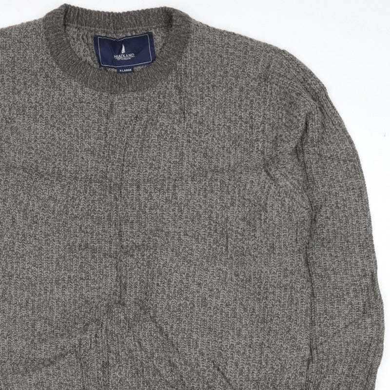 Headland Premium Men’s Grey XL Chunky Knit Crew Neck Pullover Jumper