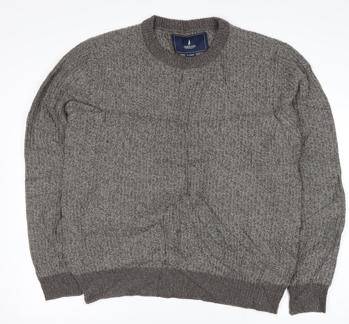 Headland Premium Men’s Grey XL Chunky Knit Crew Neck Pullover Jumper