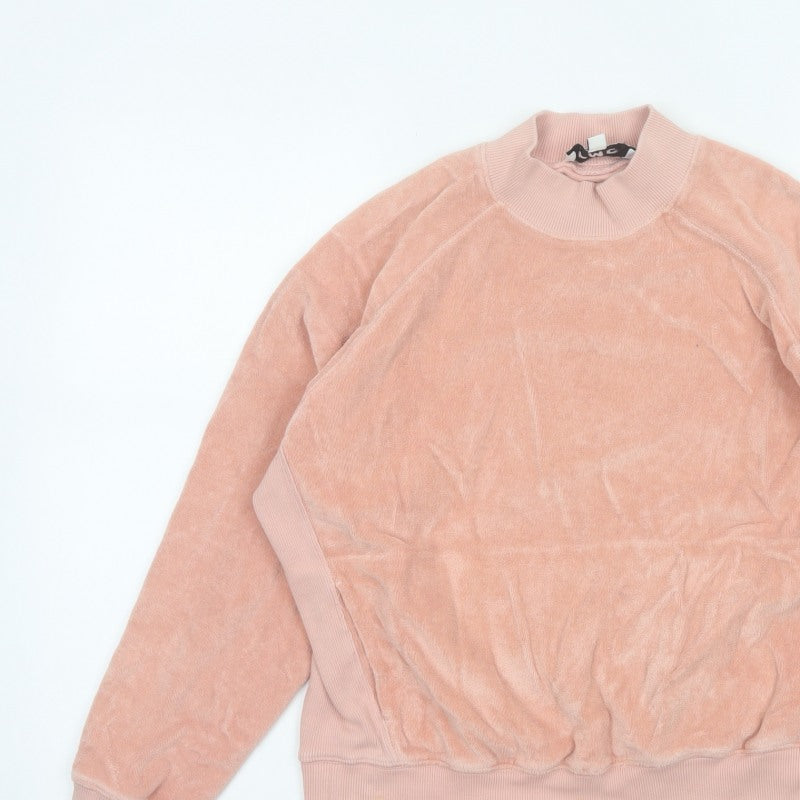 YMC Women’s Pink Velour Mock Neck Raglan Sweatshirt Size S