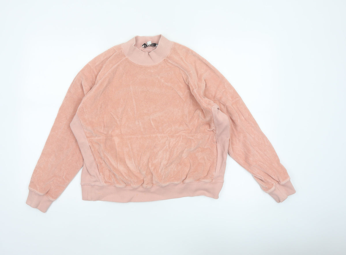 YMC Women’s Pink Velour Mock Neck Raglan Sweatshirt Size S