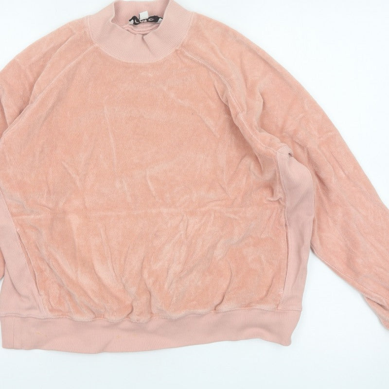 YMC Women’s Pink Velour Mock Neck Raglan Sweatshirt Size S