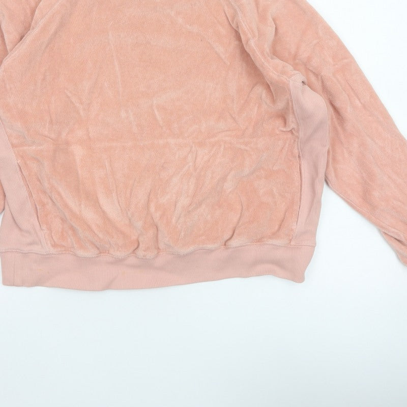 YMC Women’s Pink Velour Mock Neck Raglan Sweatshirt Size S