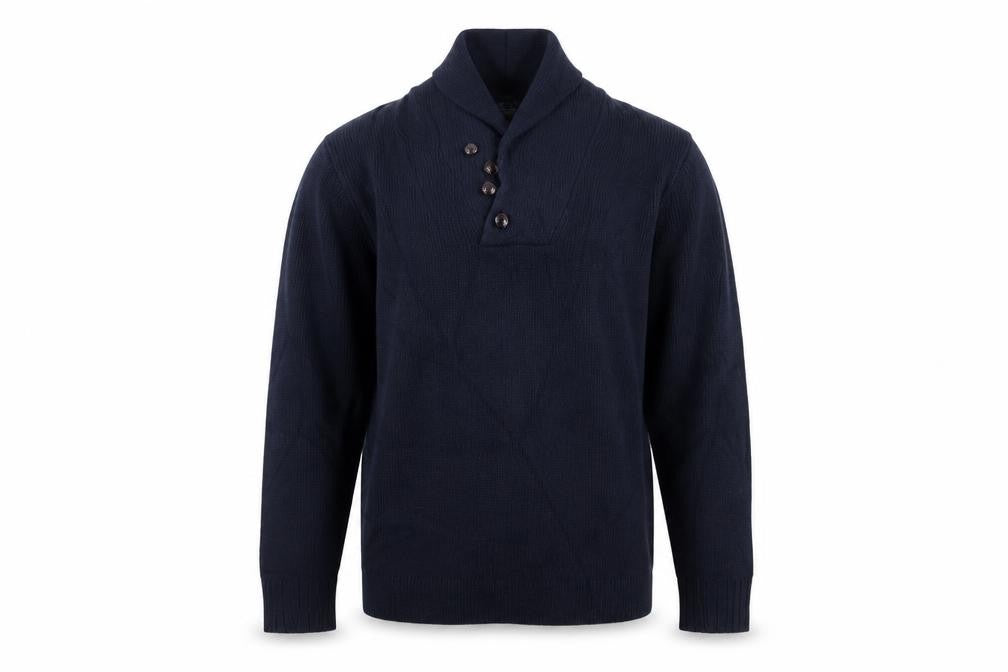 Acne Mens Navy Blue M Wool High Neck Button Henley Jumper
