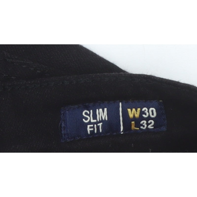 JUNQ Couture Men's Black W30 L32 Slim Fit Denim Jeans 5 Pocket