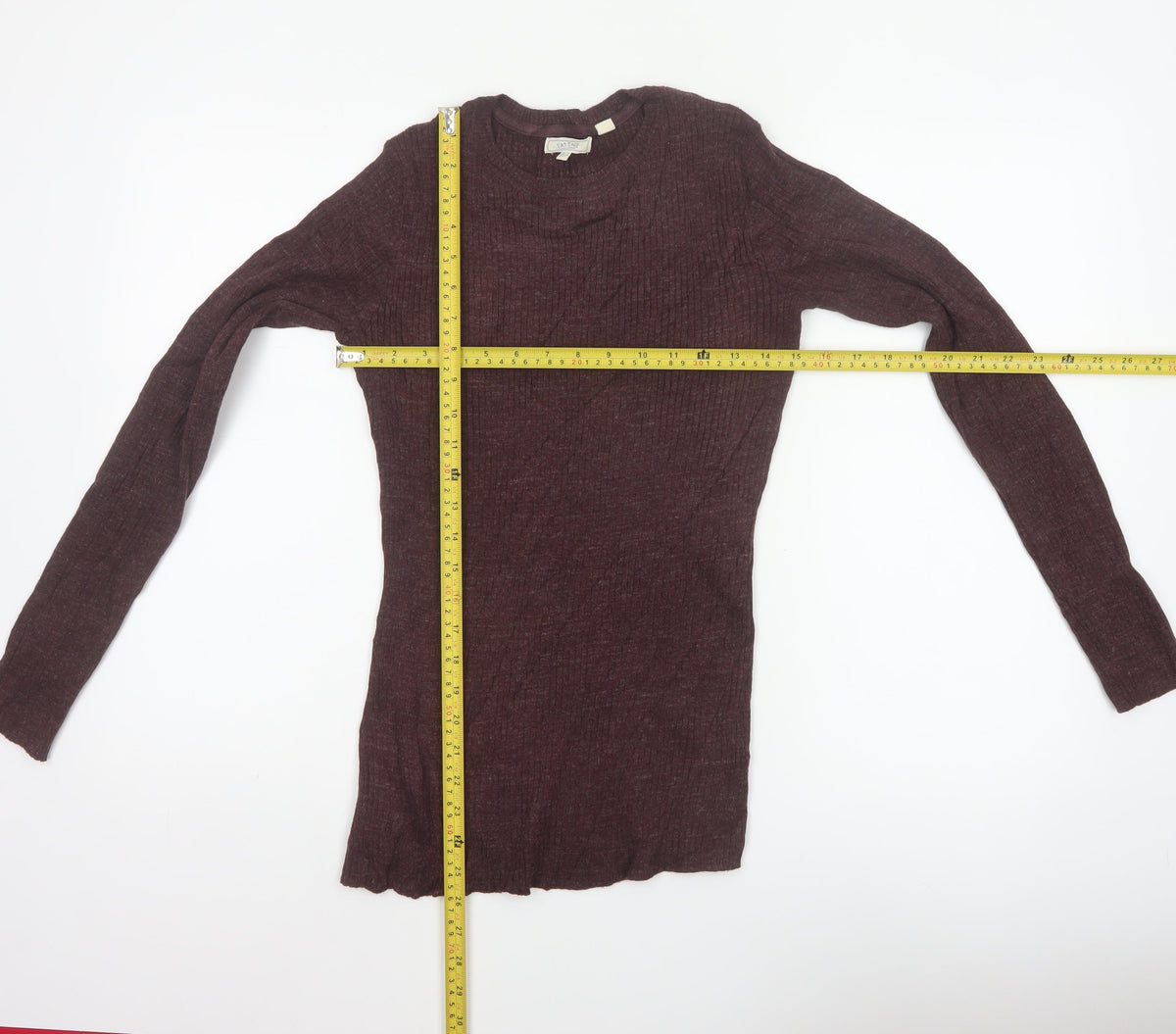 Fat Face Women’s Brown UK 10 Rib Knit Wool Blend Round Neck Jumper