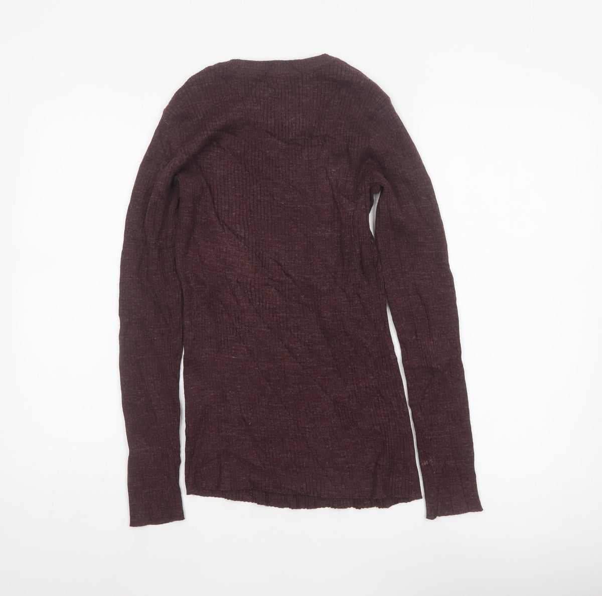 Fat Face Women’s Brown UK 10 Rib Knit Wool Blend Round Neck Jumper